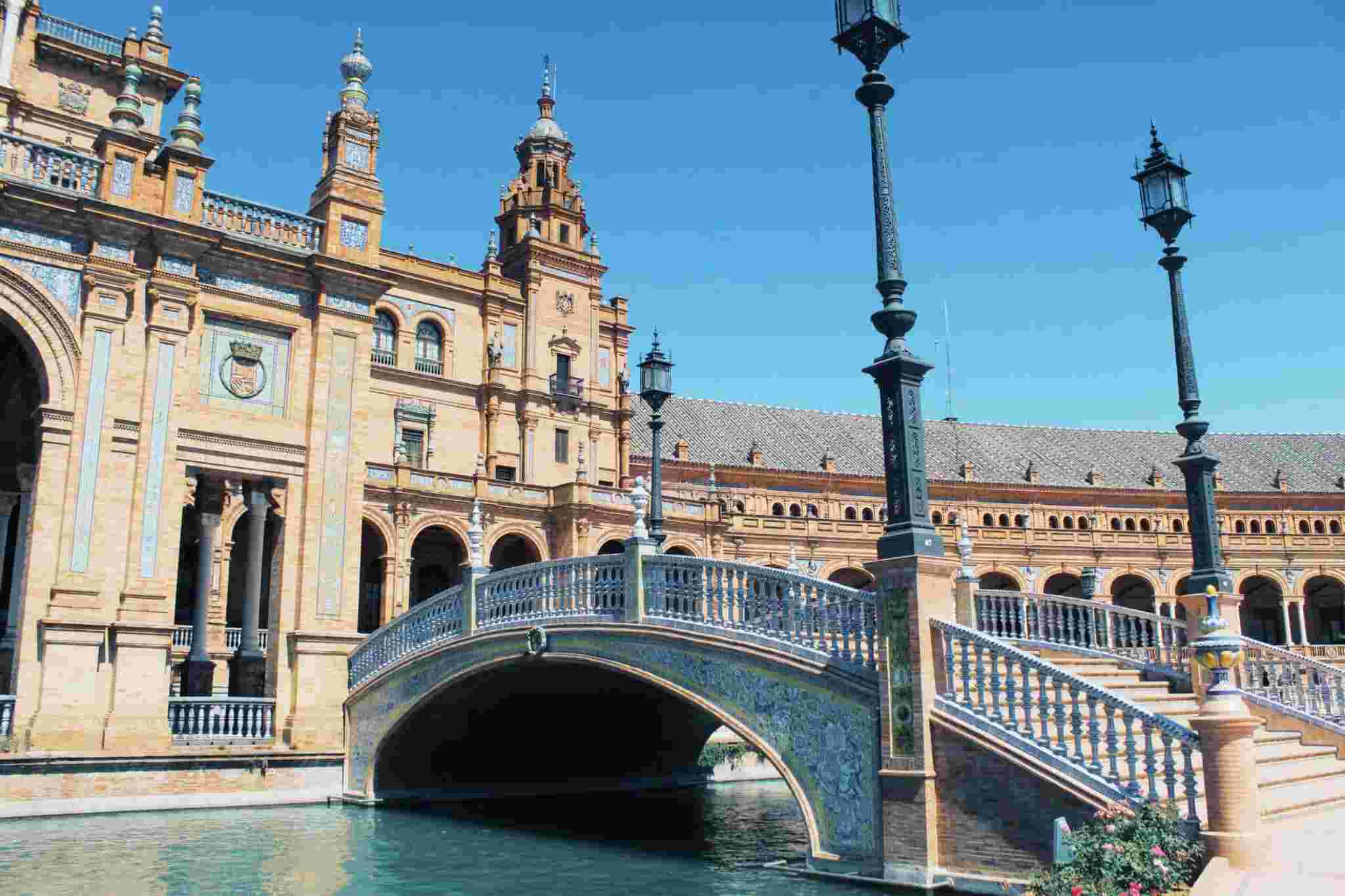 Bridge over the canal in Plaza de España Seville