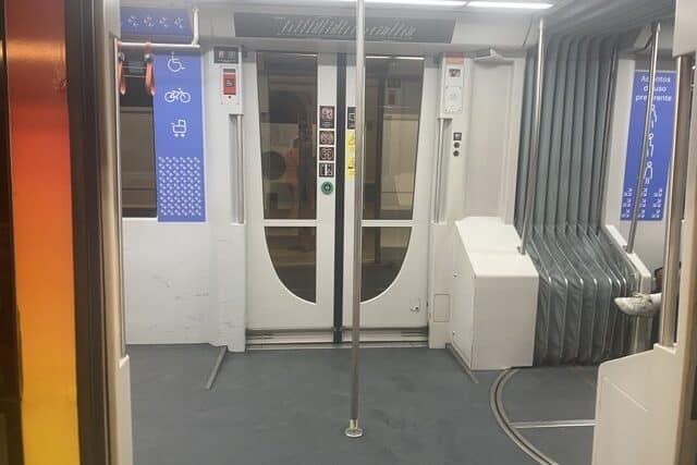 Interior of a Seville Metro train