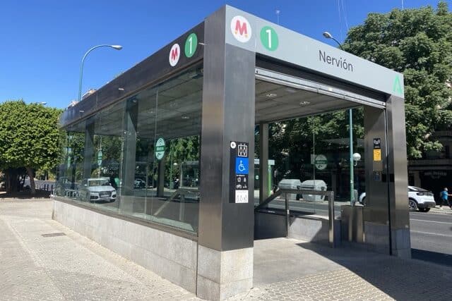 Entrance to a Seville Metro station in Nervion neighbourhood