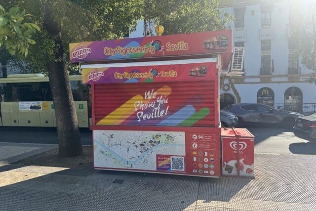 Seville Sightseeing Bus tickets stand in the city centre