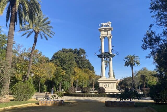Columbus Monument in the centre of the Jardines de Murillo in Seville